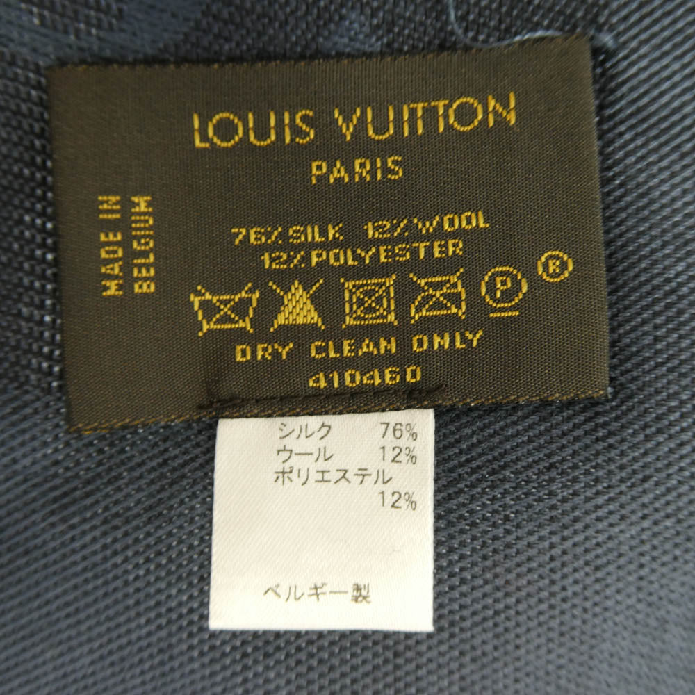 LOUIS VUITTON ルイ・ヴィトン ショール モノグラム ウール シルク 大判ストール ネイビー系【中古】
