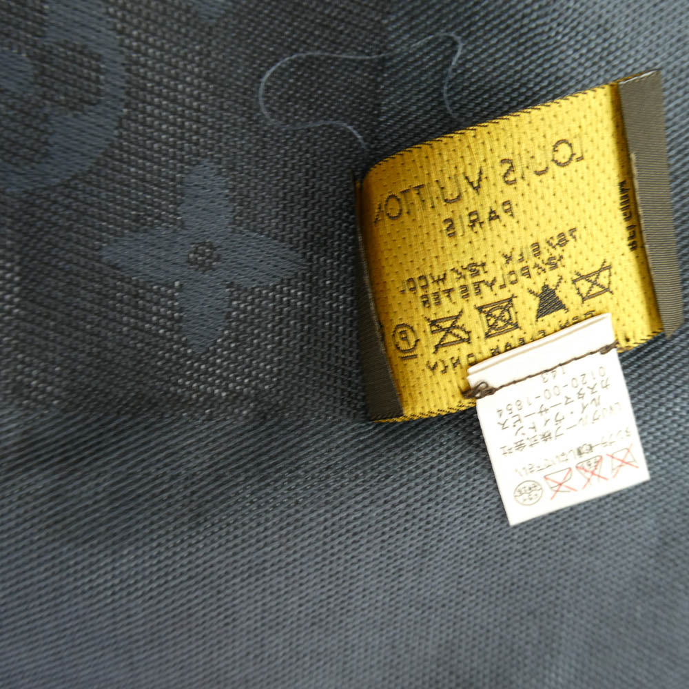 LOUIS VUITTON ルイ・ヴィトン ショール モノグラム ウール シルク 大判ストール ネイビー系【中古】