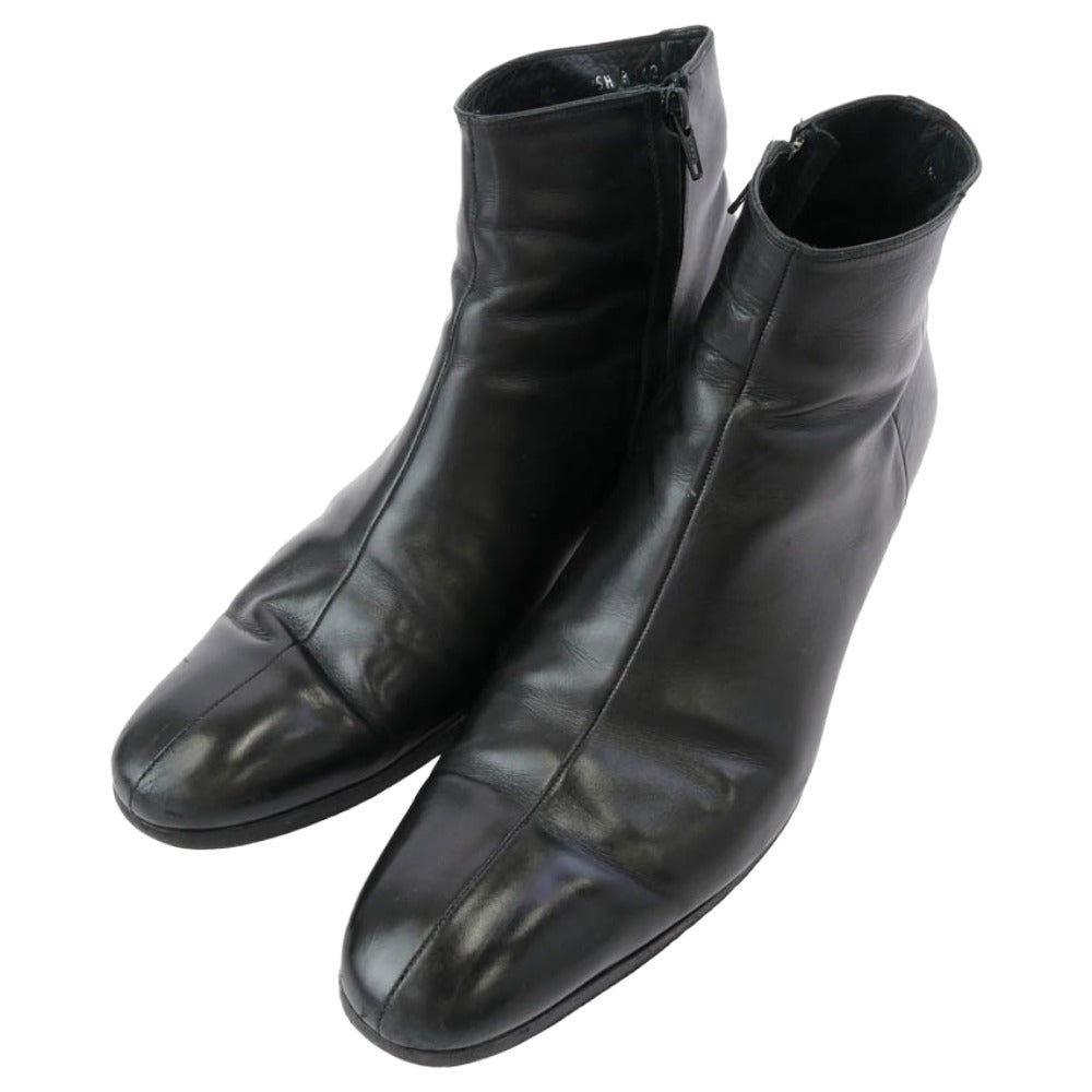 Dior ディオール サイドジップ レザー ヒール ショート ブーツ ブラック系 42【中古】