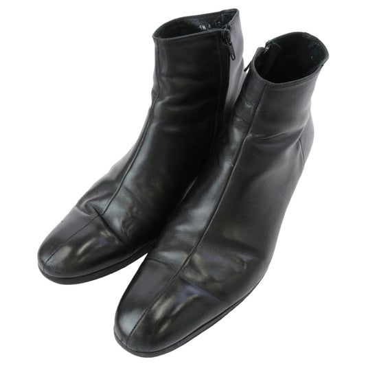 Dior ディオール サイドジップ レザー ヒール ショート ブーツ ブラック系 42【中古】