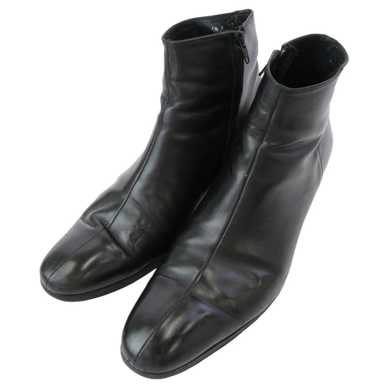 Dior ディオール サイドジップ レザー ヒール ショート ブーツ ブラック系 42【中古】