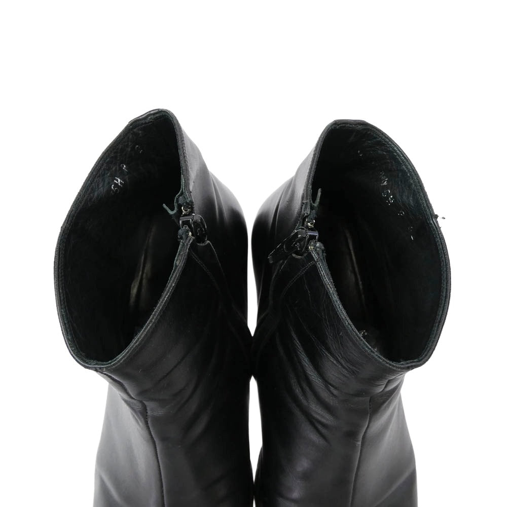 Dior ディオール サイドジップ レザー ヒール ショート ブーツ ブラック系 42【中古】