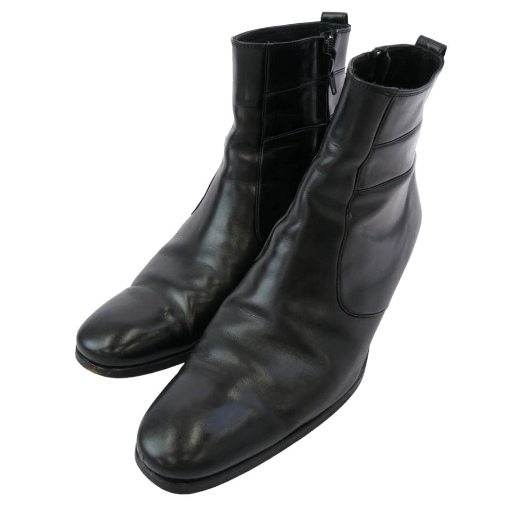 DIOR HOMME ディオールオム 05AW エディ期 サイドジップ レザー ヒール ショート ブーツ ブラック系 43【中古】