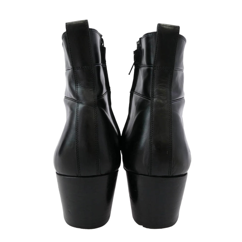 DIOR HOMME ディオールオム 05AW エディ期 サイドジップ レザー ヒール ショート ブーツ ブラック系 43【中古】