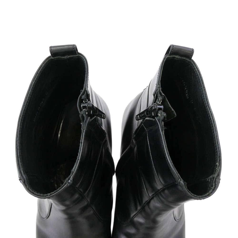 DIOR HOMME ディオールオム 05AW エディ期 サイドジップ レザー ヒール ショート ブーツ ブラック系 43【中古】