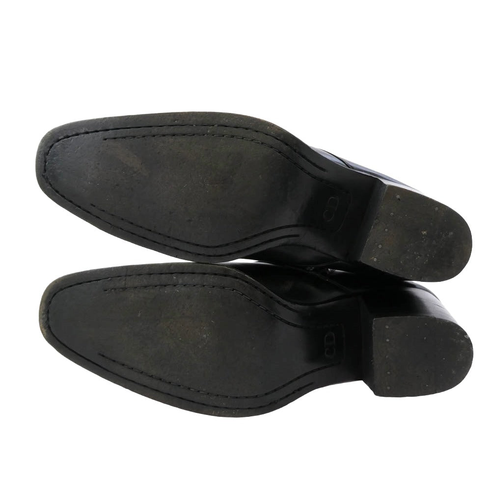 DIOR HOMME ディオールオム 05AW エディ期 サイドジップ レザー ヒール ショート ブーツ ブラック系 43【中古】