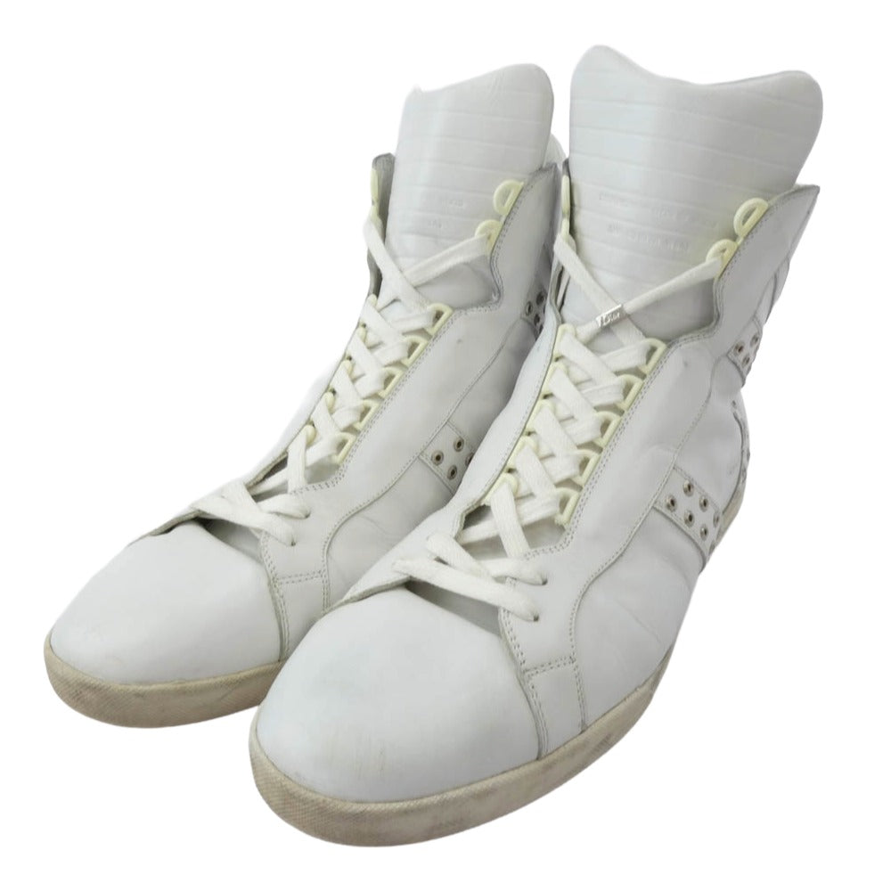 DIOR HOMME ディオールオム 04SS エディ期 STRIP期 スタッズ ハイカット レザー スニーカー ホワイト系 46【中古】