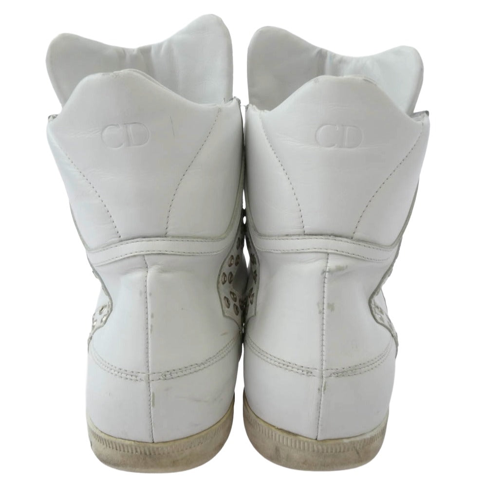 DIOR HOMME ディオールオム 04SS エディ期 STRIP期 スタッズ ハイカット レザー スニーカー ホワイト系 46【中古】