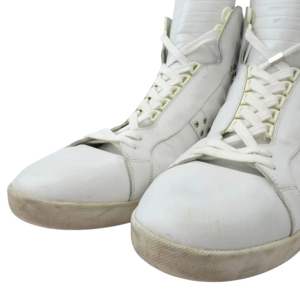 DIOR HOMME ディオールオム 04SS エディ期 STRIP期 スタッズ ハイカット レザー スニーカー ホワイト系 46【中古】