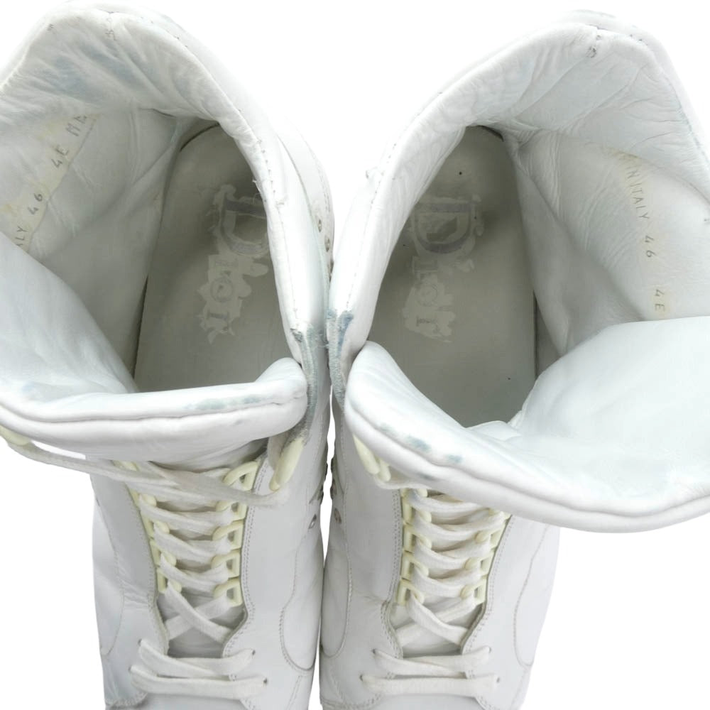 DIOR HOMME ディオールオム 04SS エディ期 STRIP期 スタッズ ハイカット レザー スニーカー ホワイト系 46【中古】