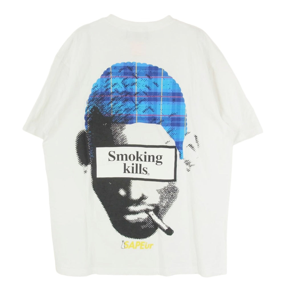 SAPEUR サプール × FR2 エフアールツー Smoking kills ロッドマン グラフィック Tシャツ 半袖カットソー ホワイト系 マルチカラー系 L【中古】