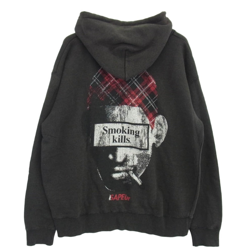 SAPEUR サプール 22AW FRC2218 × FR2 エフアールツー Smoking kills ロッドマン グラフィック プルオーバーパーカー ダークグレー系 M【美品】【中古】
