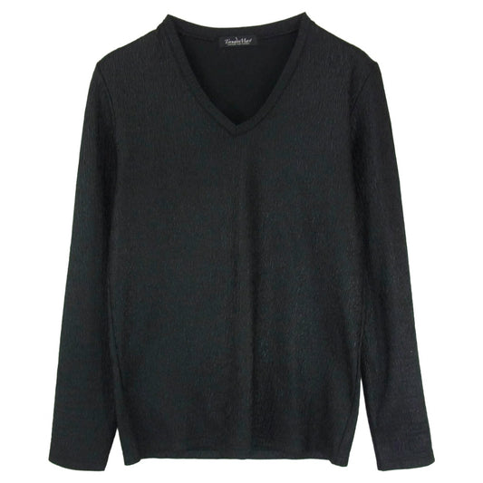 TORNADO MART トルネードマート TCS-3709 グロスシュリンクジャージ― Vネック 長袖 カットソー Tシャツ ブラック系 M【中古】