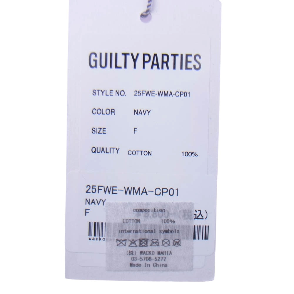 WACKO MARIA ワコマリア 25AW 25FWE-WMA-CP01 6 PANEL CAP ロゴ刺繍 キャップ 帽子 ネイビー系 F【美品】【中古】