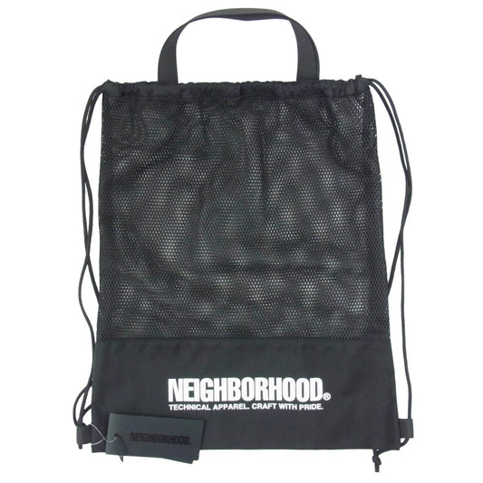 NEIGHBORHOOD ネイバーフッド 25SS 251FJNH-CG02 MESH DRAWSTRING TOTE BAG ドローストリングバッグ ナップサック ブラック系【新古品】【未使用】【中古】