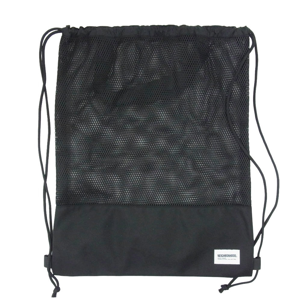 NEIGHBORHOOD ネイバーフッド 25SS 251FJNH-CG02 MESH DRAWSTRING TOTE BAG ドローストリングバッグ ナップサック ブラック系【新古品】【未使用】【中古】
