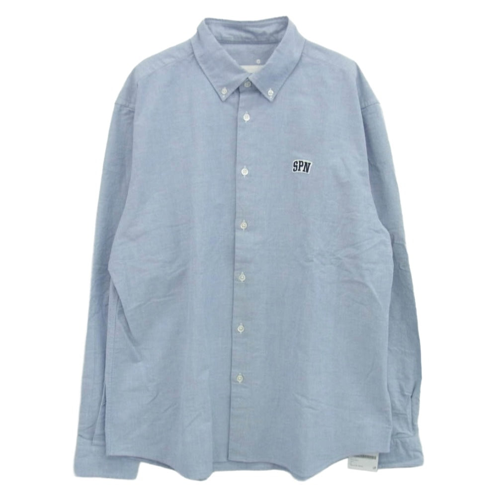 SOPHNET. ソフネット 25SS SOPH-250051 SPN WAPPEN REGULAR FIT B.D SHIRT ボタンダウン ワッペン付 長袖シャツ ライトブルー系 XL【新古品】【未使用】【中古】