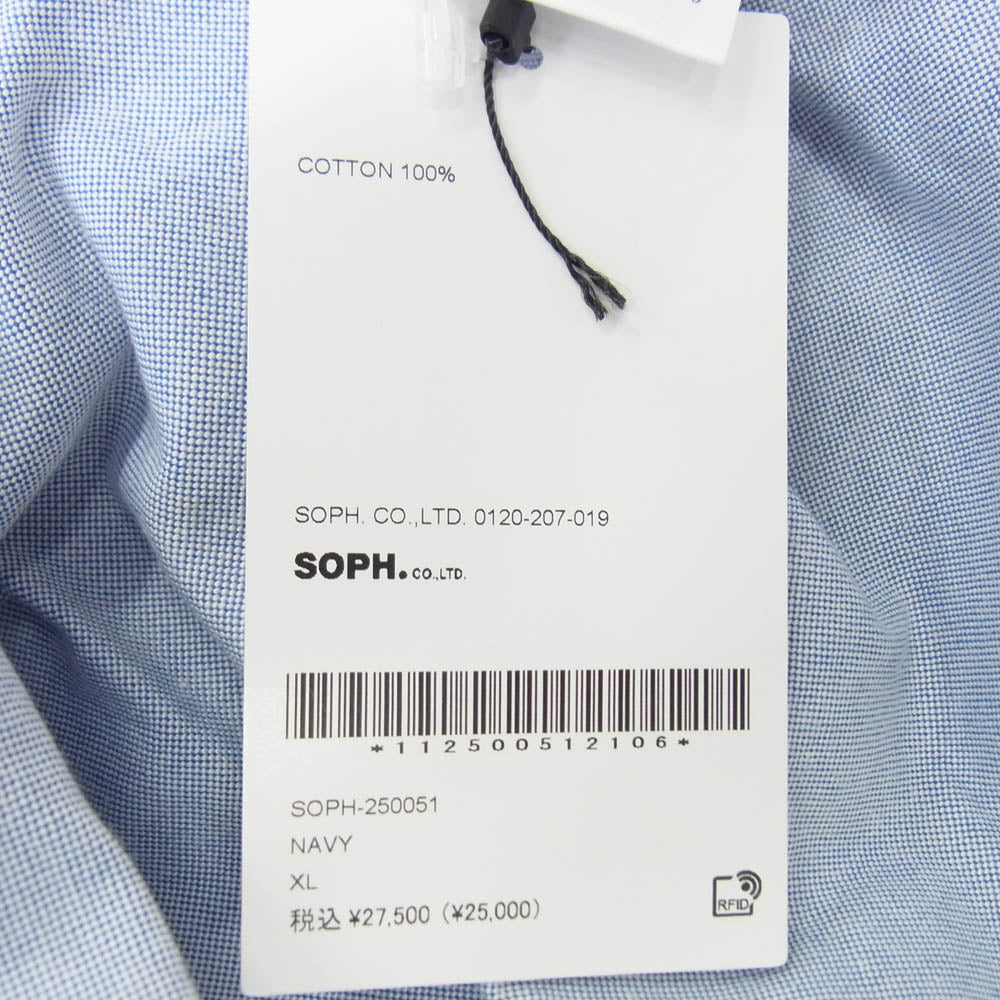 SOPHNET. ソフネット 25SS SOPH-250051 SPN WAPPEN REGULAR FIT B.D SHIRT ボタンダウン ワッペン付 長袖シャツ ライトブルー系 XL【新古品】【未使用】【中古】