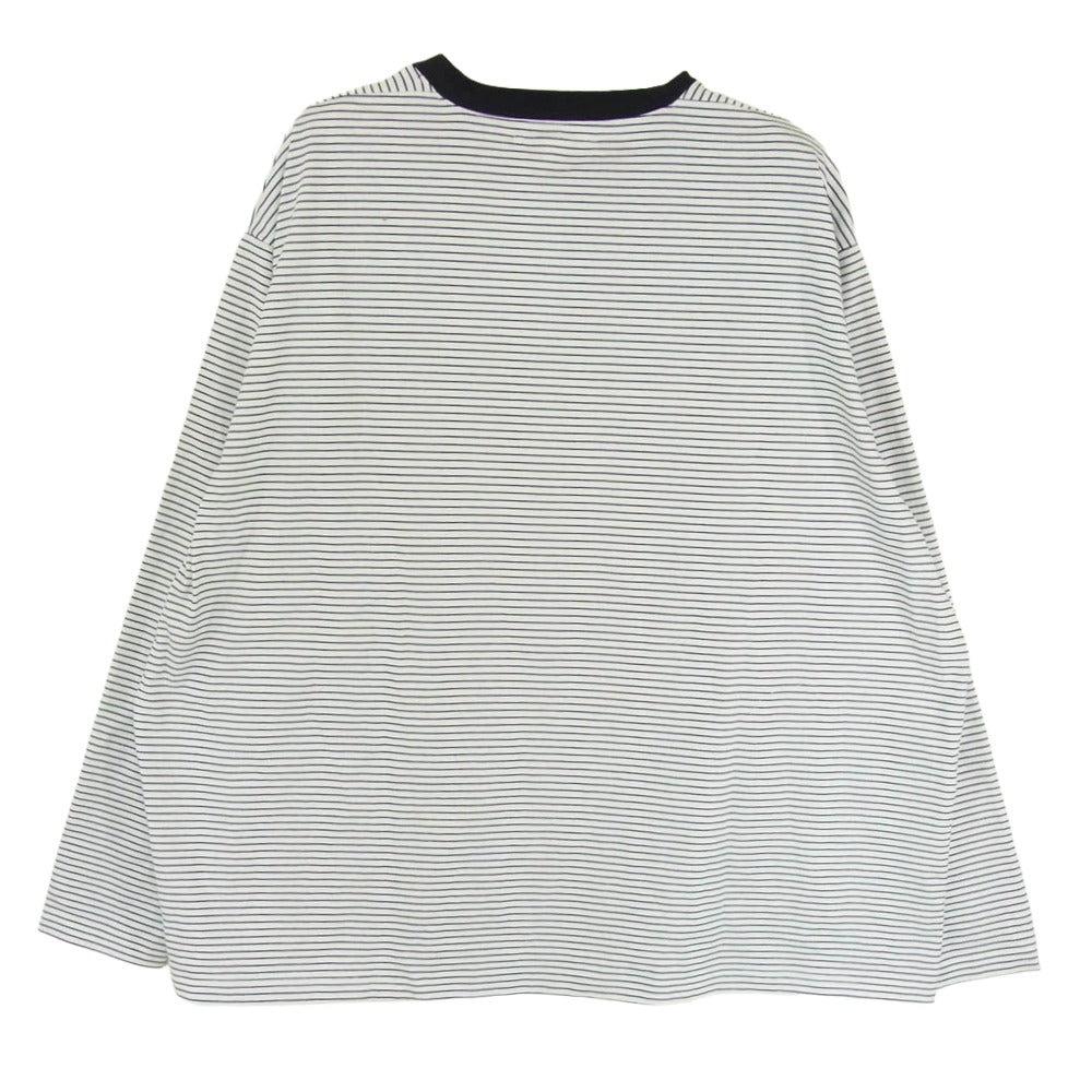 ネセサリーオアアンネセサリー N.O.UN ナウン BORDER L/S TEE ポケット付き ボーダー 長袖 Tシャツ カットソー ホワイト系 ブラック系 M【中古】