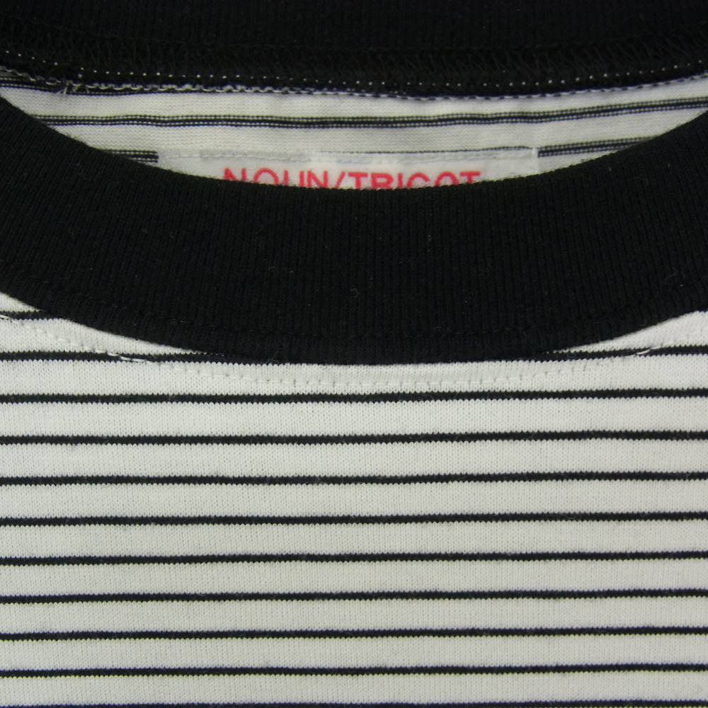 ネセサリーオアアンネセサリー N.O.UN ナウン BORDER L/S TEE ポケット付き ボーダー 長袖 Tシャツ カットソー ホワイト系 ブラック系 M【中古】