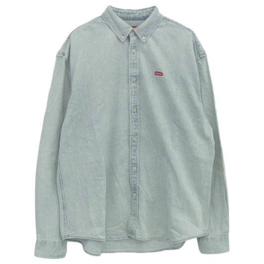 Supreme シュプリーム 24SS Small Box Shirt Washed Blue スモール ボックスロゴ デニムシャツ ライトブルー系 M【中古】