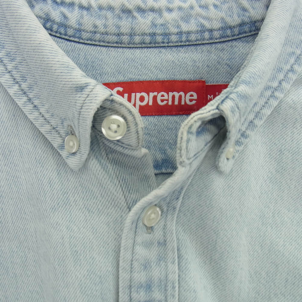 Supreme シュプリーム 24SS Small Box Shirt Washed Blue スモール ボックスロゴ デニムシャツ ライトブルー系 M【中古】