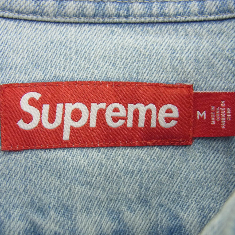 Supreme シュプリーム 24SS Small Box Shirt Washed Blue スモール ボックスロゴ デニムシャツ ライトブルー系 M【中古】