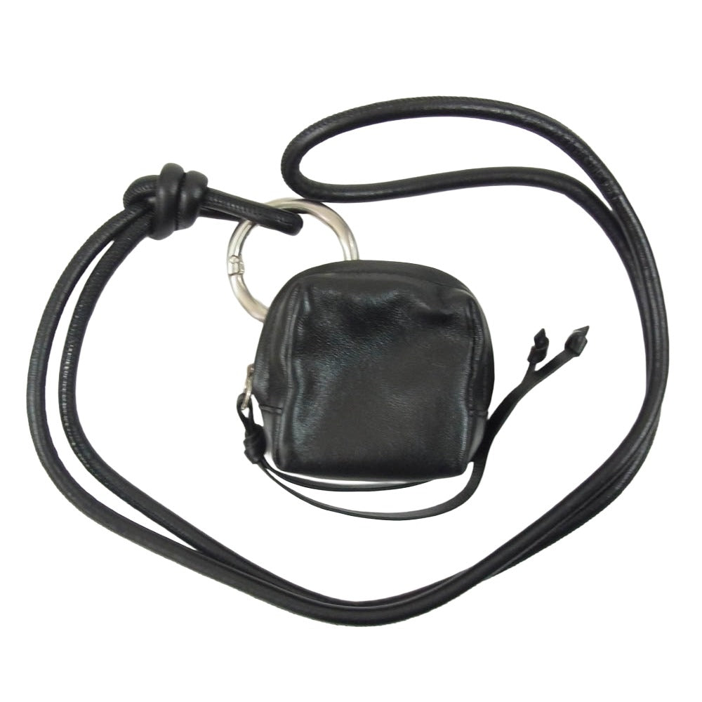 DRIES VAN NOTEN ドリスヴァンノッテン LEATHER AIRPOD CASE レザー エアポッツ ケース ネックレス ブラック系【中古】