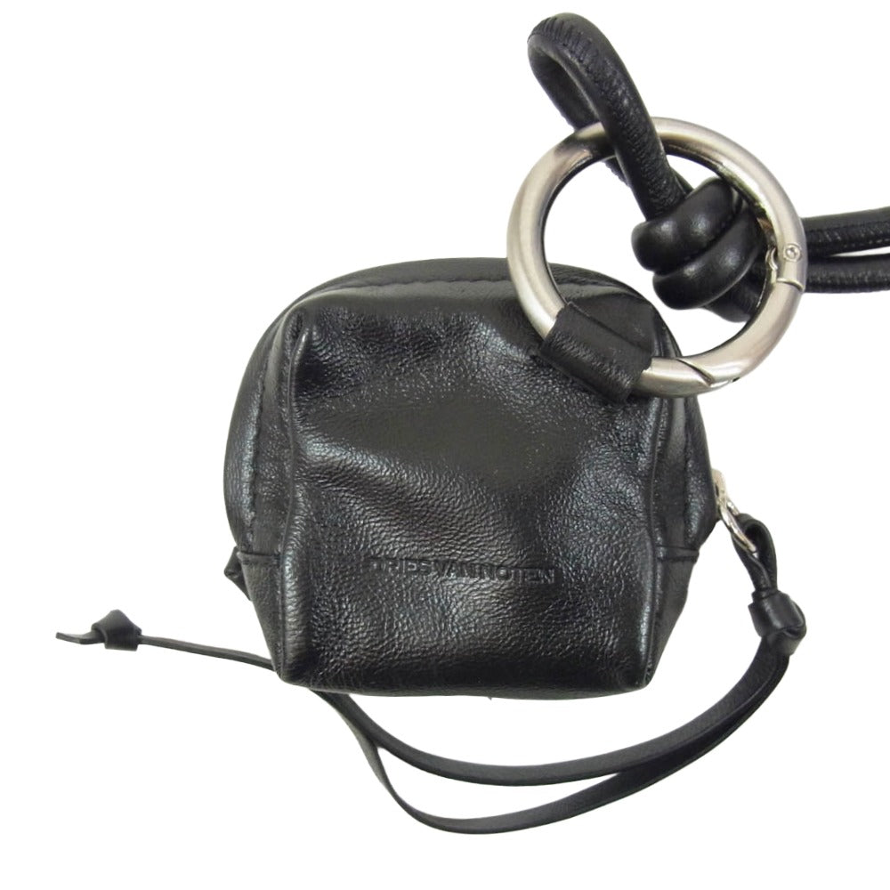 DRIES VAN NOTEN ドリスヴァンノッテン LEATHER AIRPOD CASE レザー エアポッツ ケース ネックレス ブラック系【中古】