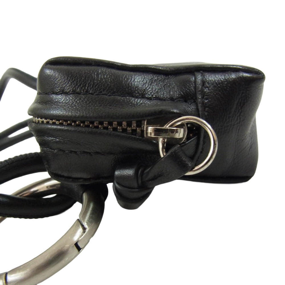 DRIES VAN NOTEN ドリスヴァンノッテン LEATHER AIRPOD CASE レザー エアポッツ ケース ネックレス ブラック系【中古】