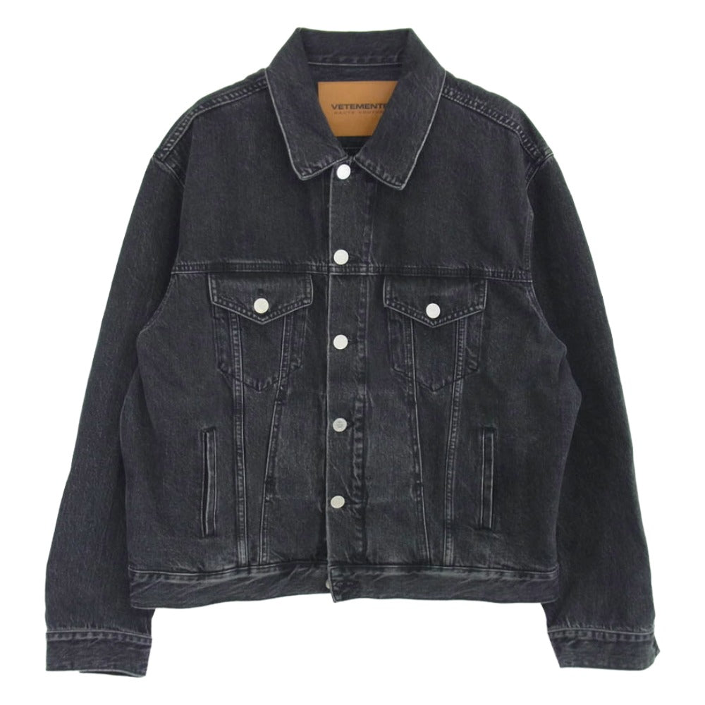 VETEMENTS ヴェトモン UE51JA250B バックロゴプリント オーバーサイズ デニムトラッカー ジャケット ブラック系 M【中古】