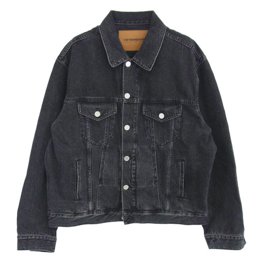VETEMENTS ヴェトモン UE51JA250B バックロゴプリント オーバーサイズ デニムトラッカー ジャケット ブラック系 M【中古】