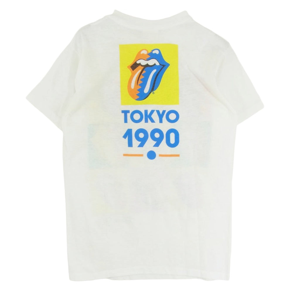 ローリングストーンズ VINTAGE ヴィンテージ 90s 1990 東京公演 バンド Tシャツ ホワイト系 マルチカラー系 L【中古】