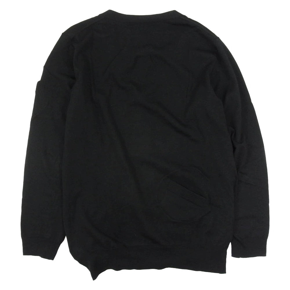 COMME des GARCONS コムデギャルソン ED-N005 ニットカーディガン ウール 変形 Vネック カーディガン ブラック系 M【中古】