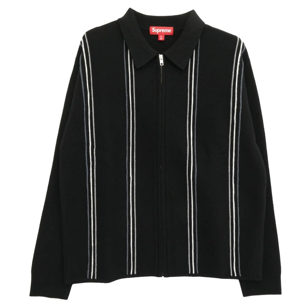 Supreme シュプリーム 25AW Stripe zip up polo sweater ストライプ ジップアップ ニット セーター ブラック系 M【新古品】【未使用】【中古】