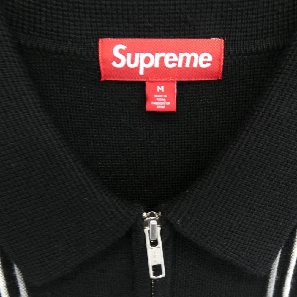 Supreme シュプリーム 25AW Stripe zip up polo sweater ストライプ ジップアップ ニット セーター ブラック系 M【新古品】【未使用】【中古】