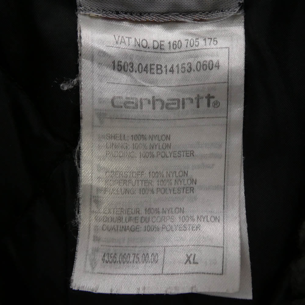 Carhartt カーハート CORDURA コーデュラ 中綿 フルジップ ジャケット チャコール系 XL【中古】