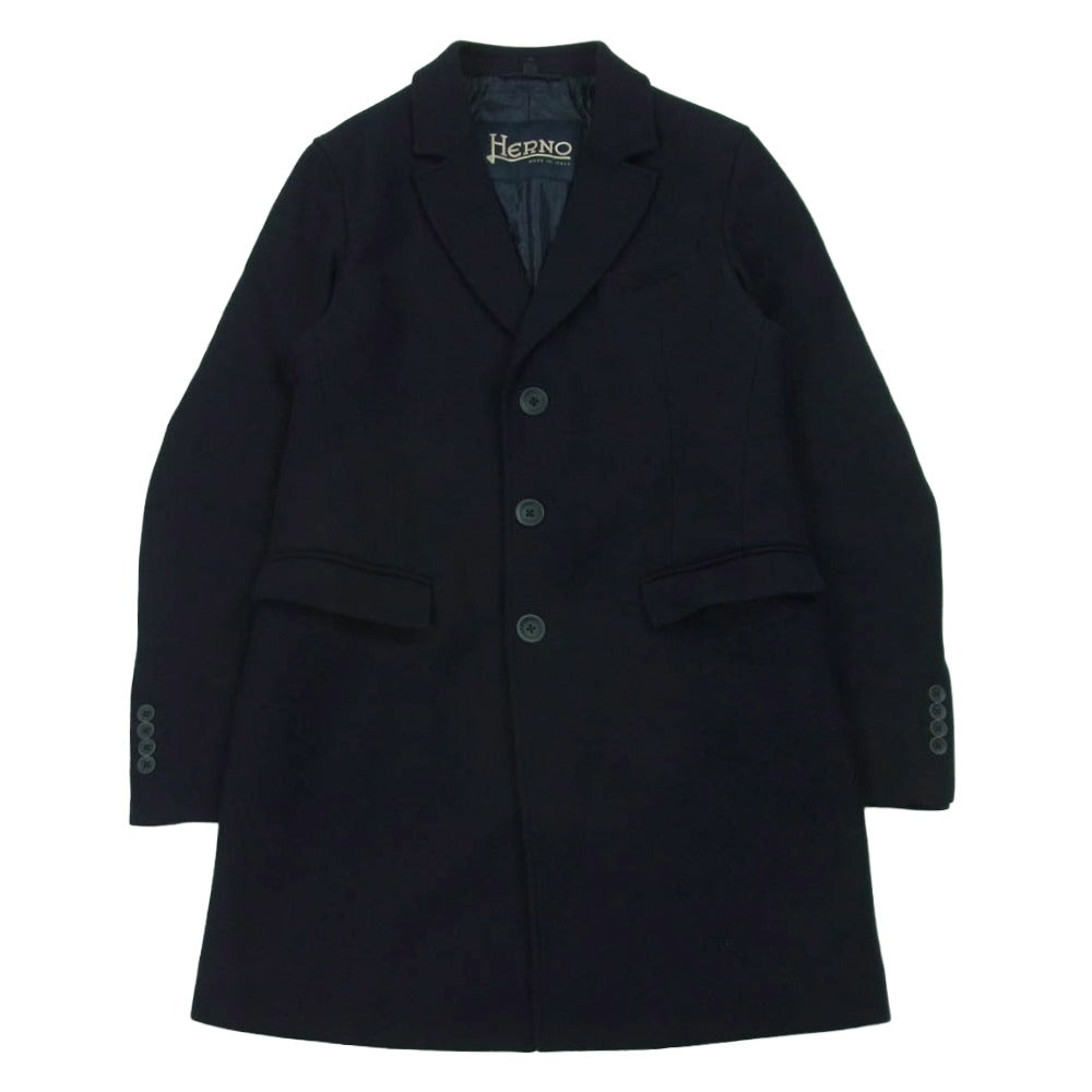 Herno ヘルノ CA0045U-39601-9290 イタリア製 ウール 中綿 チェスター コート ネイビー系 46【中古】