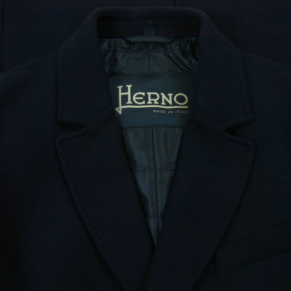 Herno ヘルノ CA0045U-39601-9290 イタリア製 ウール 中綿 チェスター コート ネイビー系 46【中古】
