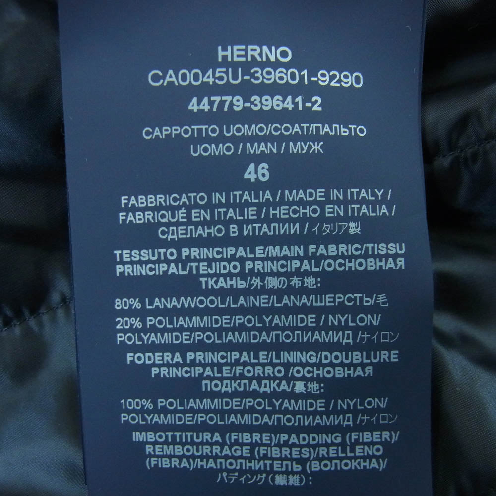 Herno ヘルノ CA0045U-39601-9290 イタリア製 ウール 中綿 チェスター コート ネイビー系 46【中古】