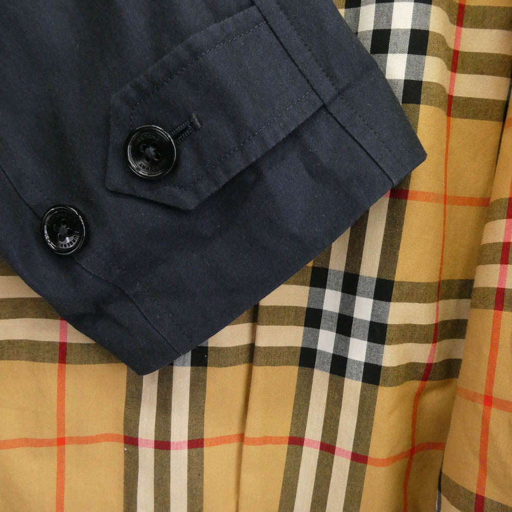 BURBERRY バーバリー 8018812 LONDON ENGLAND 英国製 コットン ステンカラー コート ダークネイビー系 46【中古】