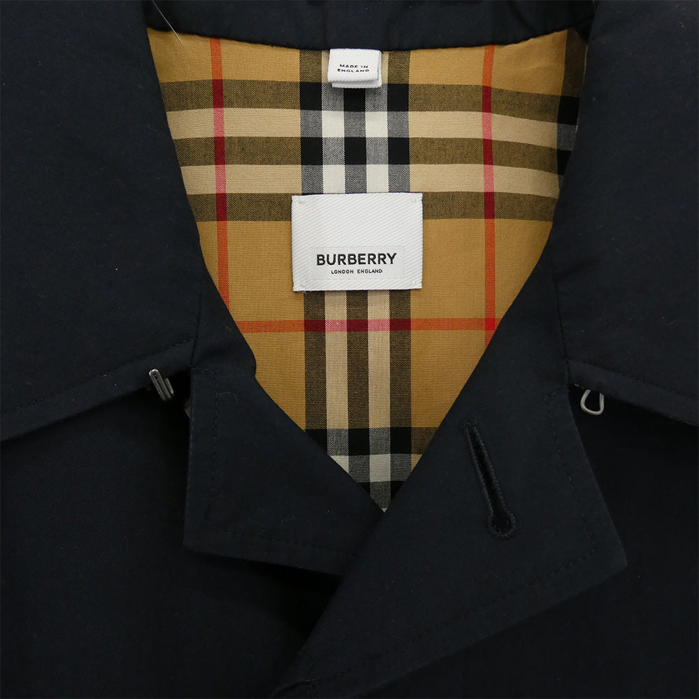 BURBERRY バーバリー 8018812 LONDON ENGLAND 英国製 コットン ステンカラー コート ブラック系 48【中古】