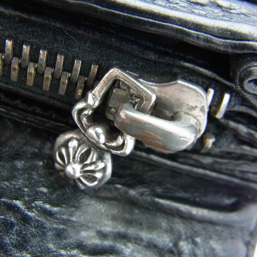CHROME HEARTS クロムハーツ（原本無） JUDY ジュディ クロスボタン レザー ロング ウォレット 二つ折り 財布 ブラック系【中古】