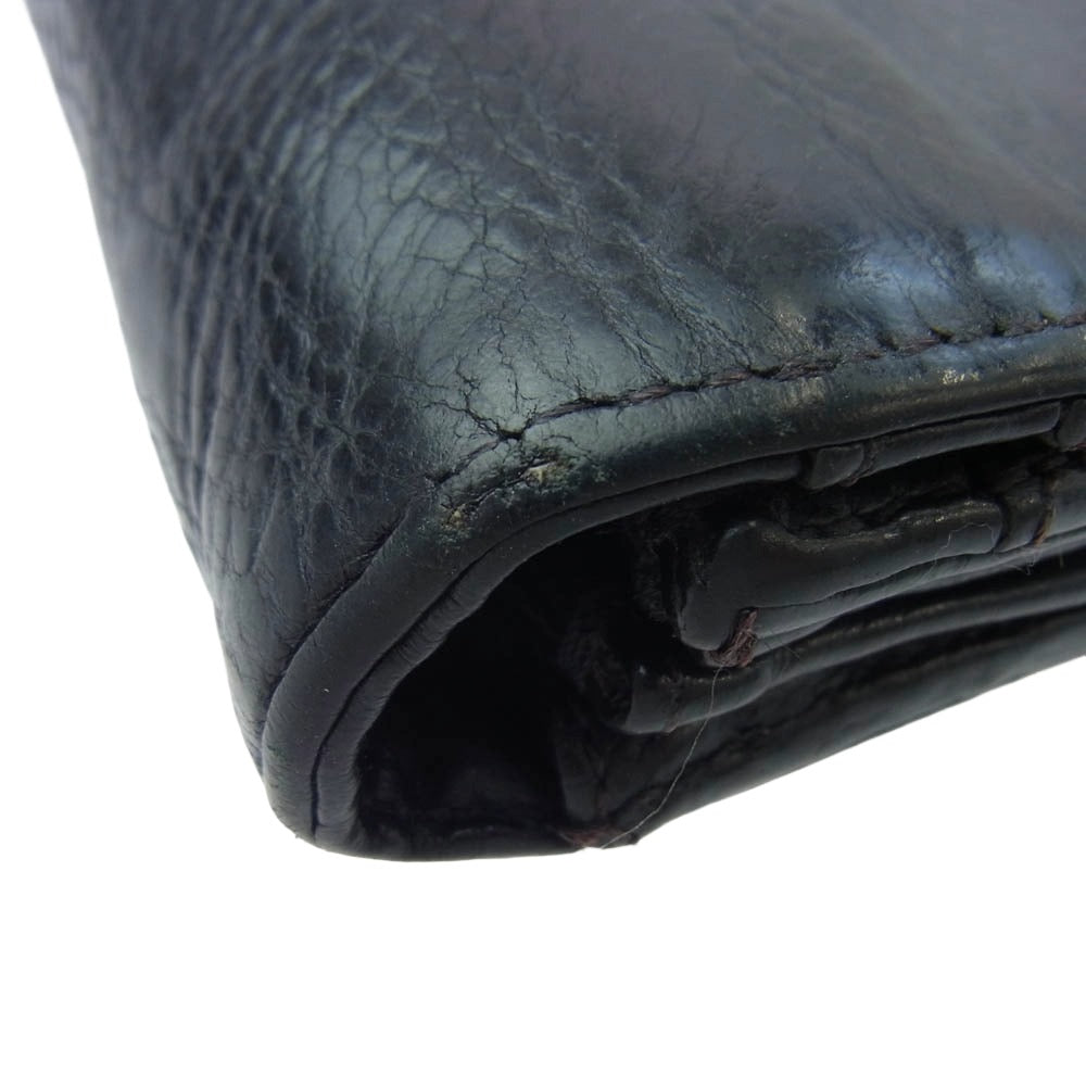 CHROME HEARTS クロムハーツ（原本無） JUDY ジュディ クロスボタン レザー ロング ウォレット 二つ折り 財布 ブラック系【中古】