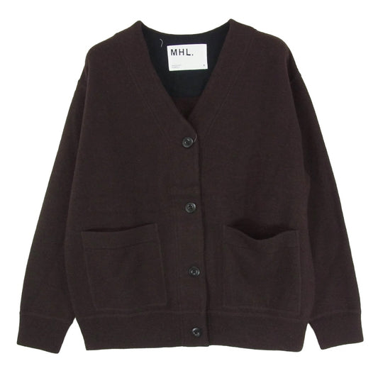 セブンス 595-0264550 ボックスシルエット Vネック ウール ニット カーディガン ブラウン系 2【中古】