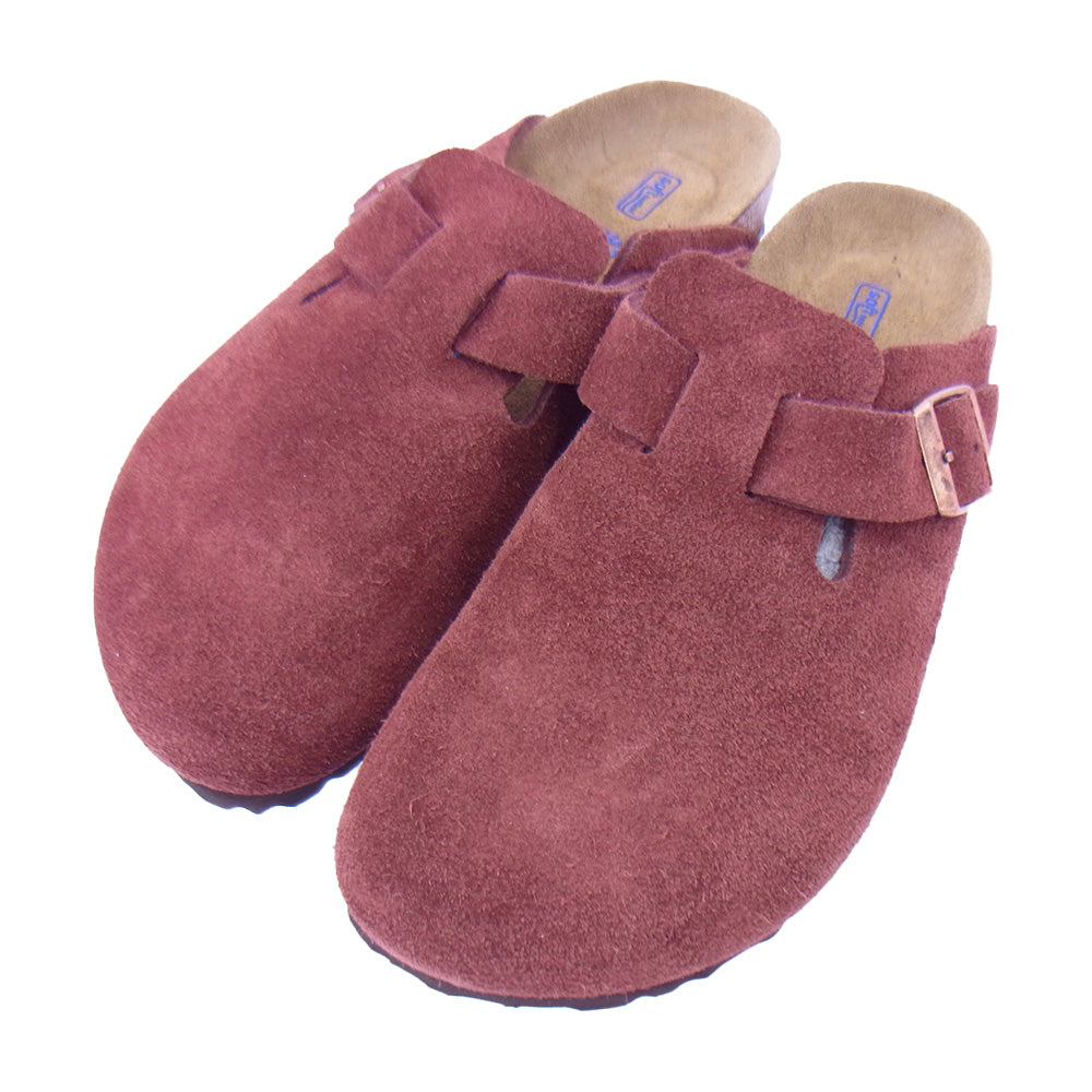 BIRKENSTOCK ビルケンシュトック BOSTON ボストン ソフトフットベッド スエード サンダル ダークブラウン系 37【極上美品】【中古】