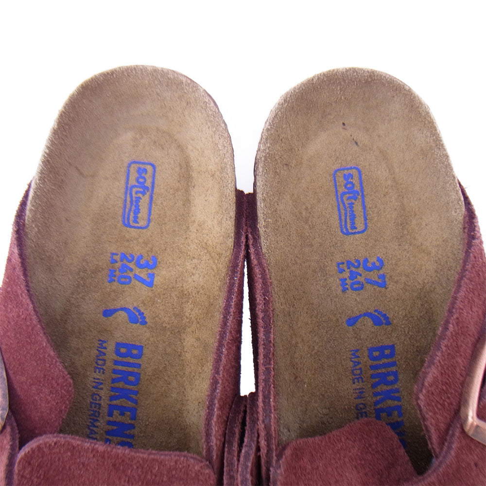 BIRKENSTOCK ビルケンシュトック BOSTON ボストン ソフトフットベッド スエード サンダル ダークブラウン系 37【極上美品】【中古】