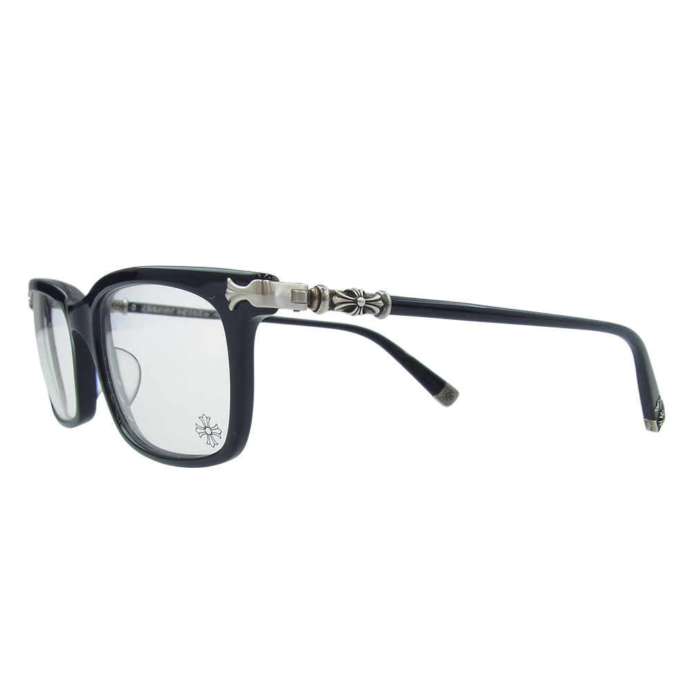 CHROME HEARTS クロムハーツ（原本無） FUN HATCH-A クロステンプル スクエアフレームサングラス アイウェア 眼鏡 ブラック系 54□18-148【中古】