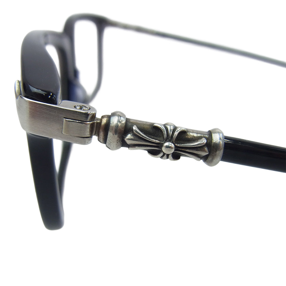 CHROME HEARTS クロムハーツ（原本無） FUN HATCH-A クロステンプル スクエアフレームサングラス アイウェア 眼鏡 ブラック系 54□18-148【中古】