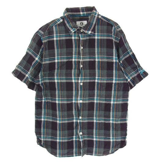 GOODENOUGH グッドイナフ GE-133009 MADRAS S／S REGULAR SHIRT 背ロゴ バックロゴ マドラス チェック 半袖 シャツ あずき色系 L【中古】